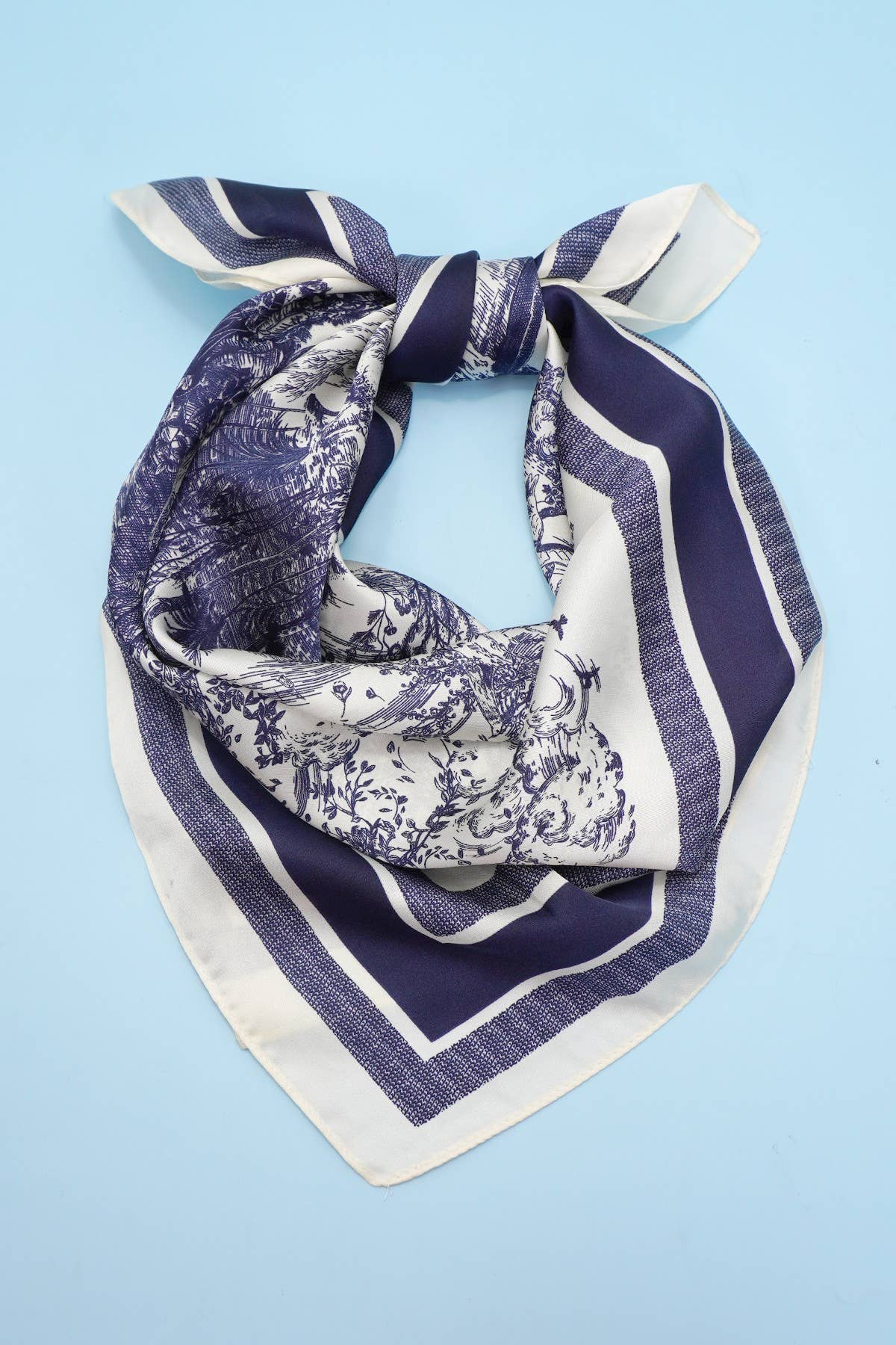 Bandana Scarf Bold Floral Toile Print 27x27 Inch Square Classic Style