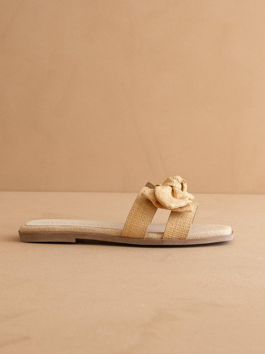 Slide Sandal Le Sage May Ginny Raffia Bow With DreamCloud Sole Natural