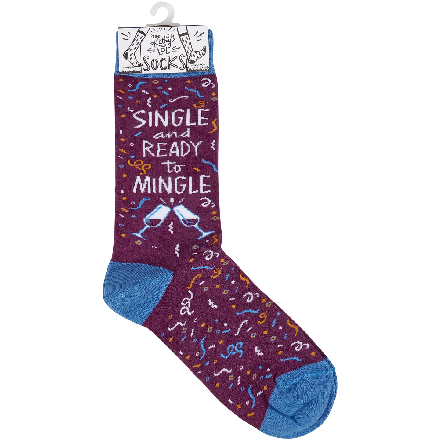 Socks Ready To Mingle Colorful Drink Design With Confetti Cheer Gift For Her