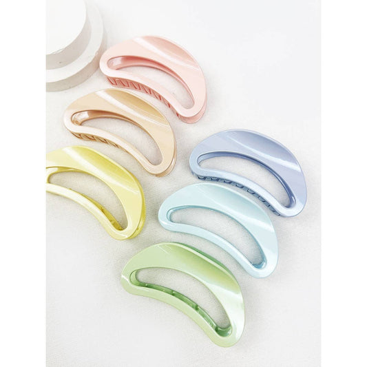 Hair Claw Clip Pearl Colors Half Moon With Double Row Teeth