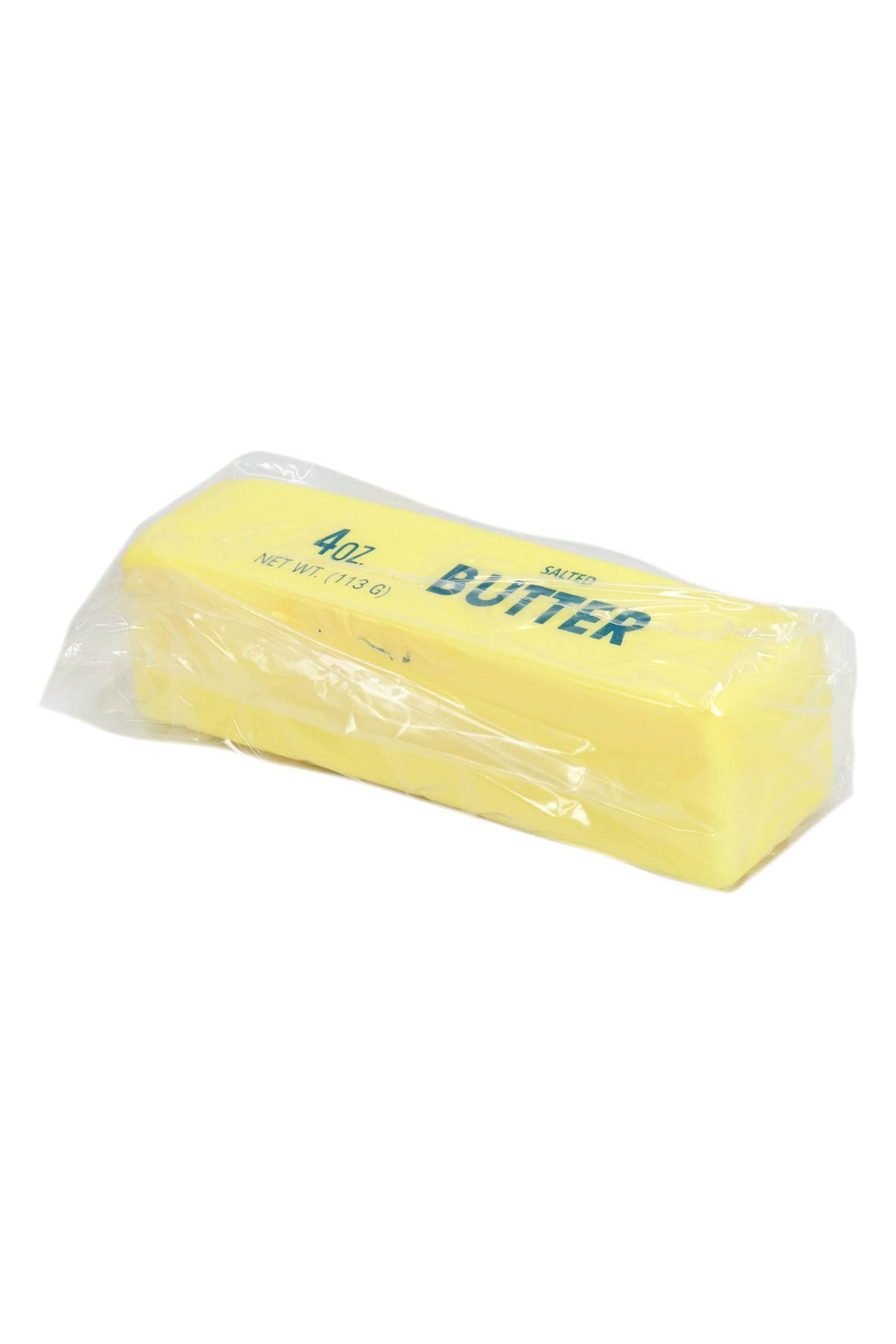 Butter-scented slow rising foam squishy, 5-inch yellow butter block in clear packaging