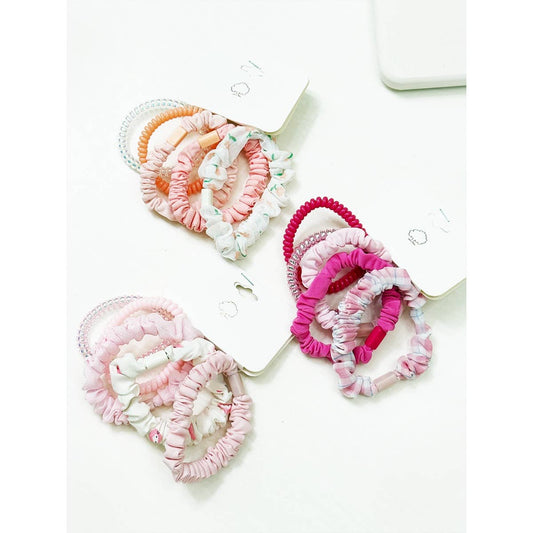 Hair Ties Pink Tone Multi Design Mixed Patterns