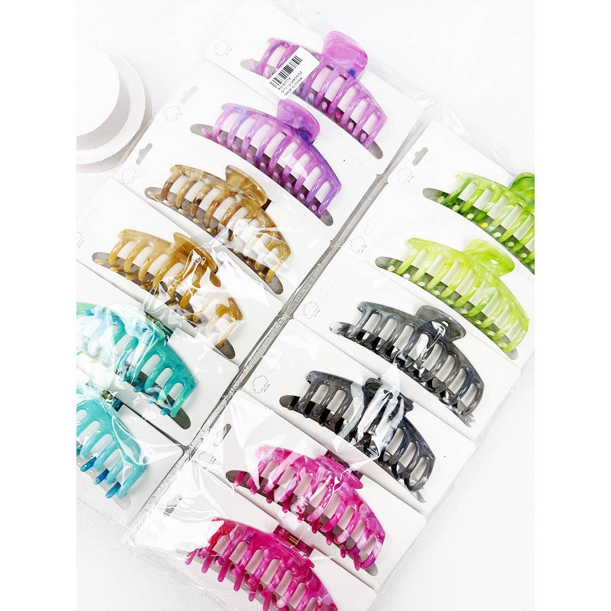 Hair Claw Clip Marbled Round Finish Assorted Colors