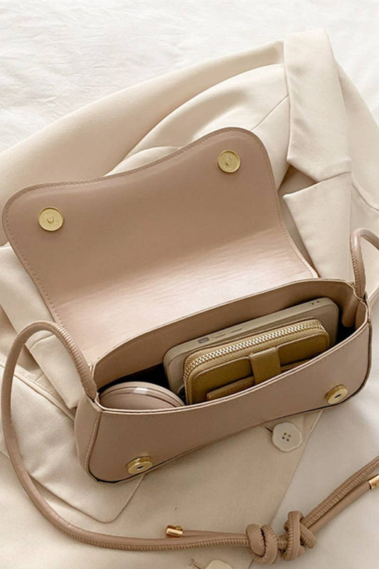 Shoulder Bag With Bow Accent, Gold Hardware, Adjustable Strap, Vegan Leather