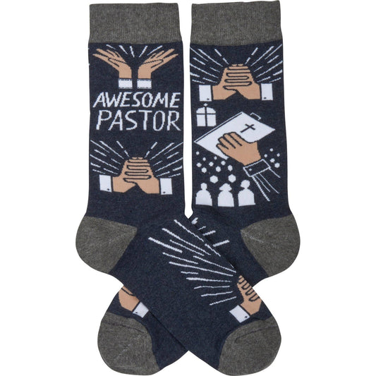 Pastor Socks Colorful Hand Illustrated Faith Based Gift For Her