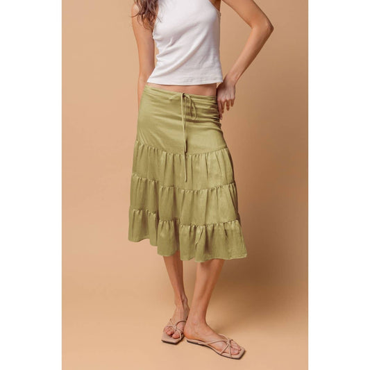Skirt - Midi Linen Drop- Waist Tiered, Modest Fashion For Women HOT SELLER