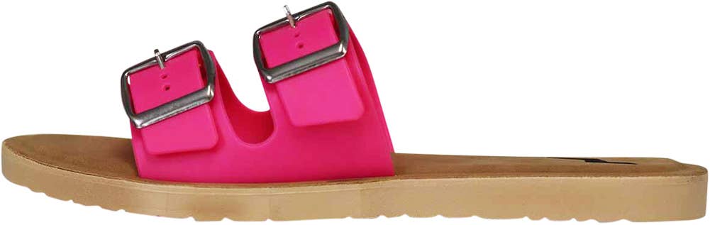 Slide Sandals Women's Two-Buckle Pink Modest Faith-Based Footwear