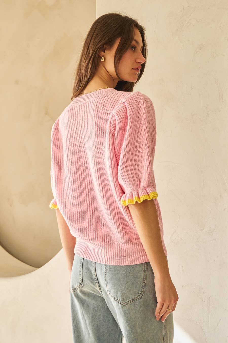 Sweet Lemon Drop Graphic Knit Short Puffy Sleeve Faith Based Modest Fashion