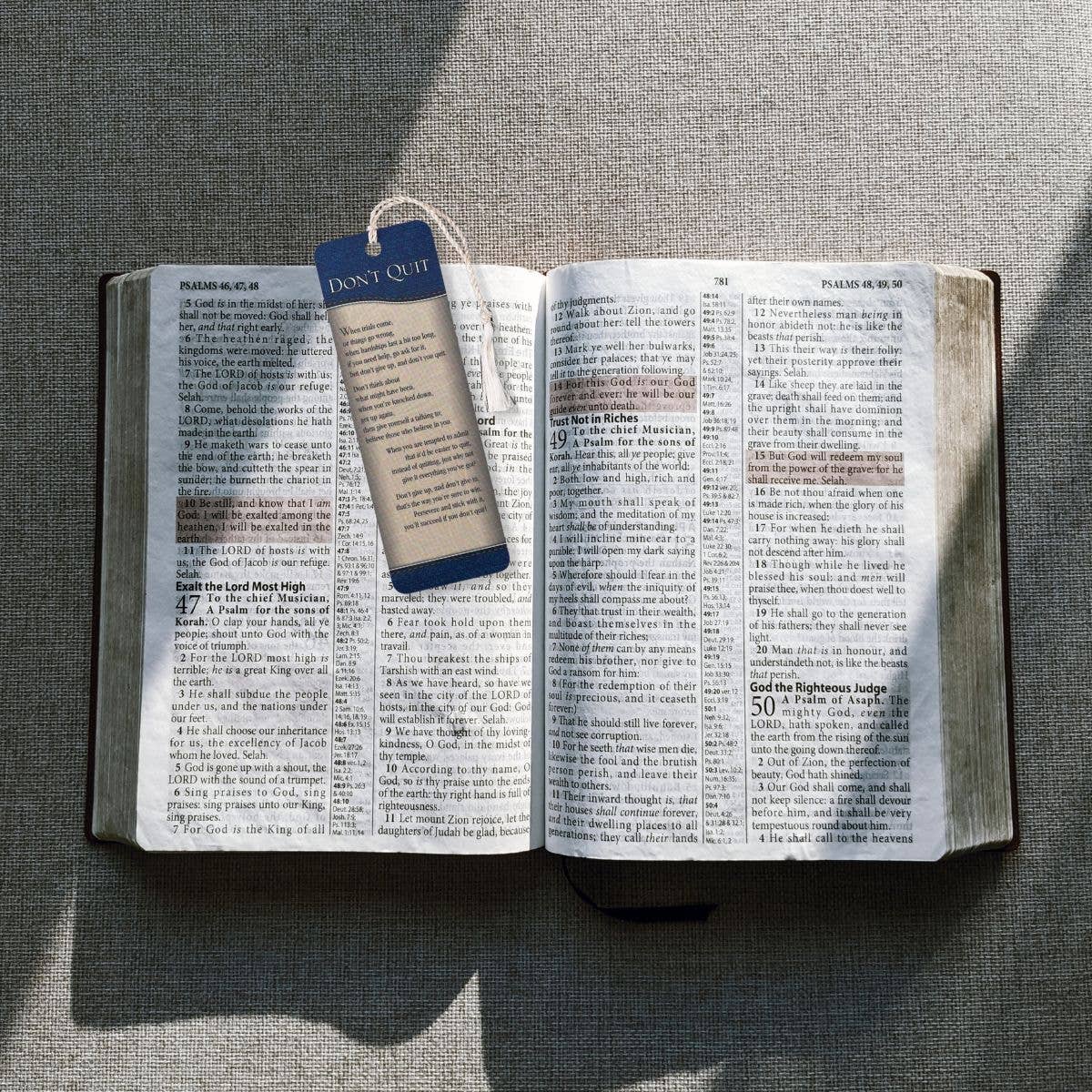 Don't Quit Bookmark With Denim Trim Dont Quit Poem - Faith-Based Gift For Her/Him