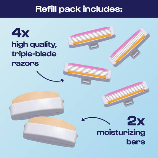 Razor Refills For Women Four Triple Blade Cartridges For All In One Razor