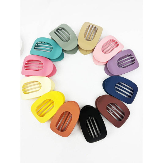 Hair Claw Oval Shape Flat Assorted Colors For Modest Fashion