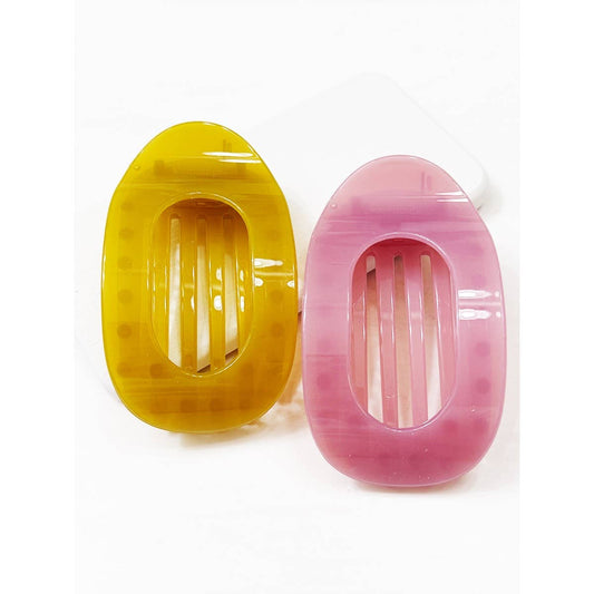 Hair Claw Clip Oval Flat Design With Jelly Colors For Thin Hair