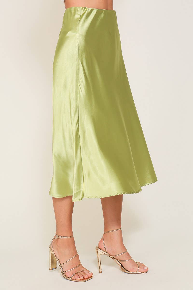 Satin Midi Flare Skirt Elastic Waist Modest Fashion For Women Faith Based