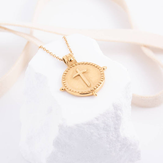 Cross Pendant Necklace - Vintage Vibe, Water-Resistant, Christian Jewelry