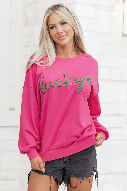 Feeling Lucky Embroidered Sweatshirt- SALE 50% Off