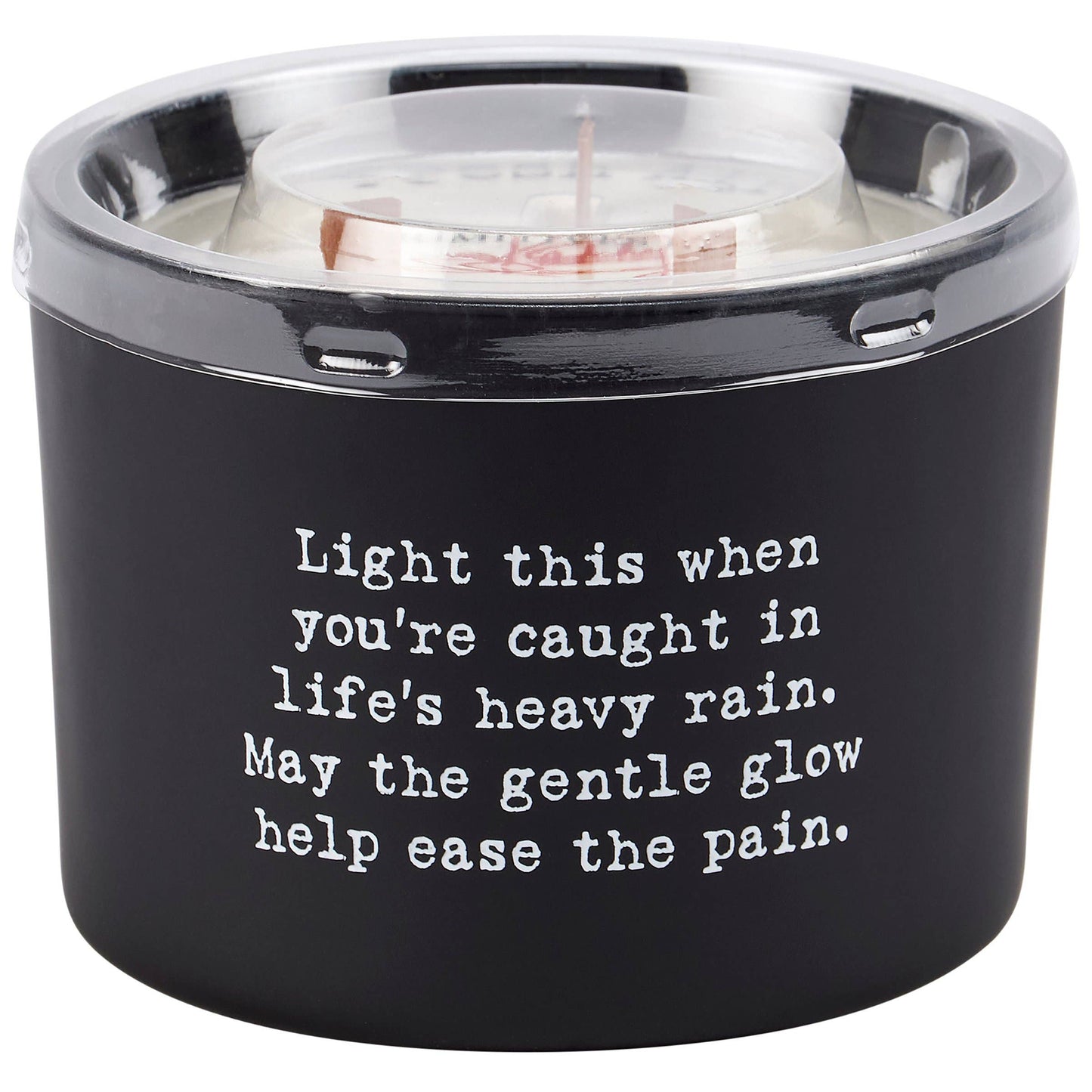 Poetry Candle With Typewriter Poem On Matte Black Glass, 3 Wooden Wicks