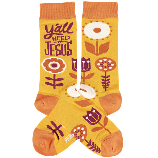 Socks Yall Need Jesus Faith Based Southern Floral Gift Socks For Her