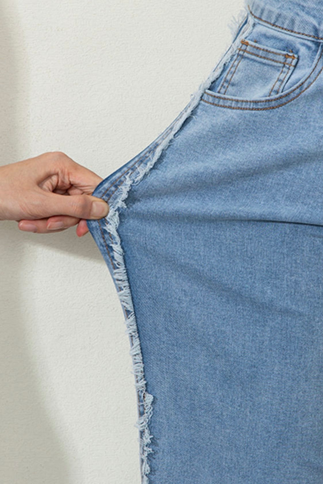 Jeans Le Sage May Beau Blue Contrast Stripe Frayed Panel – Modest Fashion