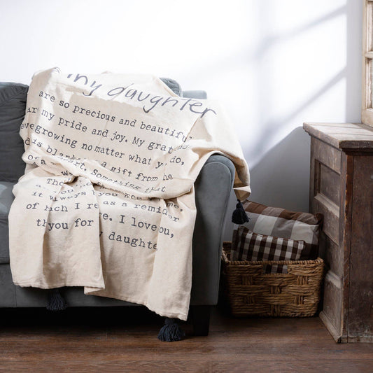 Throw Blanket To My Daughter Poetry Collection Neutral Colors Gifts For Her