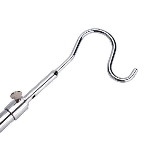 Adjustable Reach Garment Hook, Chrome Finish, Extends Five Feet