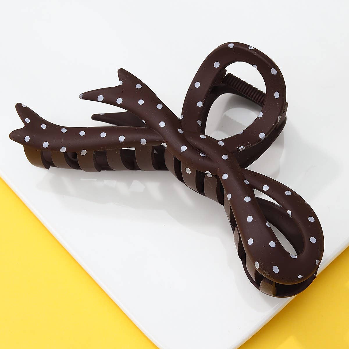 Hair Claw Clip Oversized Polka Dot Bow Glossy Acetate For All Hair Types