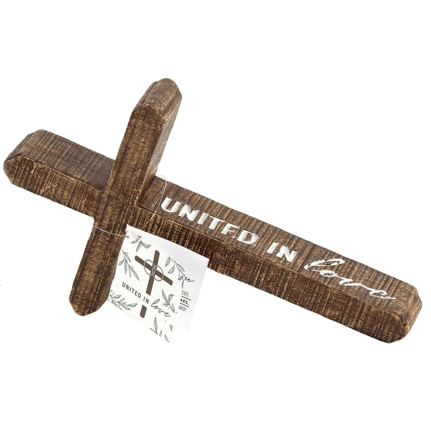 Tabletop Cross Weathered Wood Look United In Love 25th Anniversary Gifts For Her