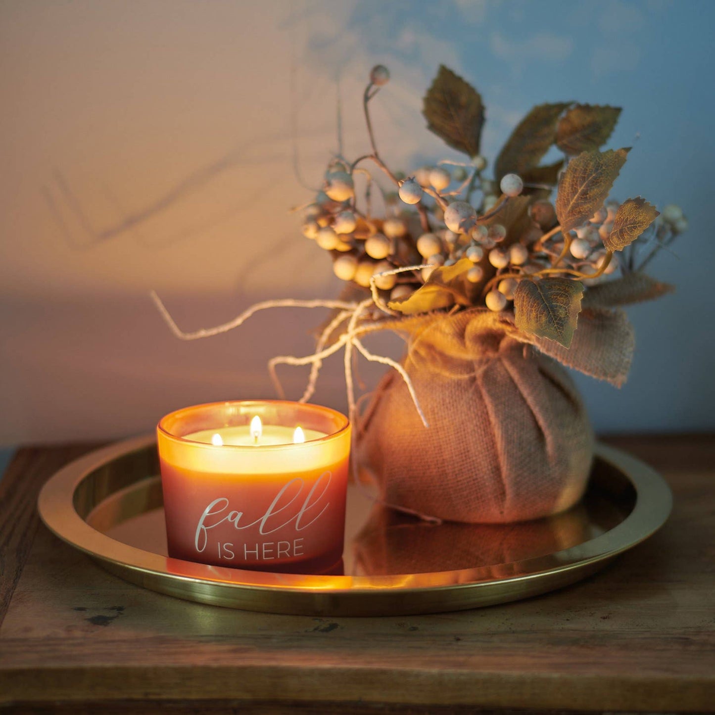 Candle Fall Is Here Three Wick Soy Wax Vetiver Scent Frosted Glass Gifts For Her