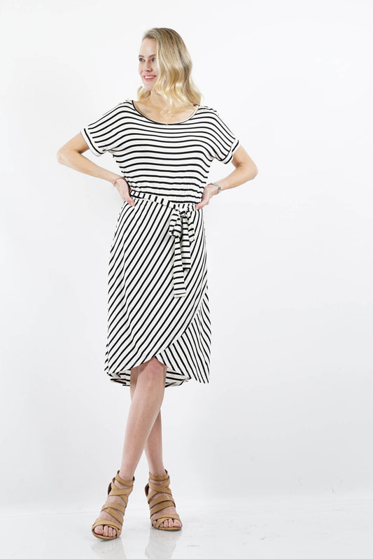 Tie At Waist Everyday Midi Dress - Modest, Tulip Hem