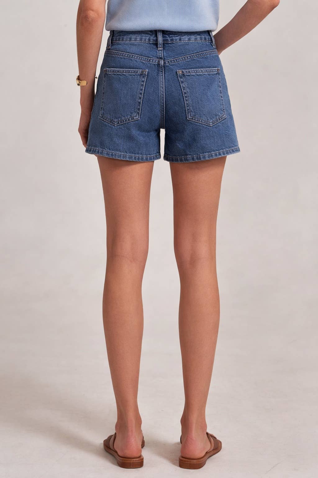 Denim Shorts Mid Rise Wide Leg With Scalloped Front Seam Detail Modest Fashion
