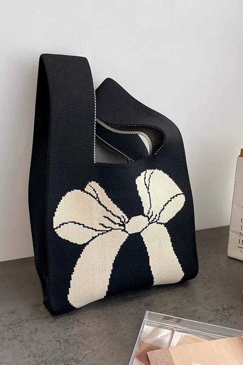 Tote Bag – Bow Ribbon Knitted Knot Texture, Lightweight