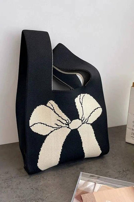 Tote Bag – Bow Ribbon Knitted Knot Texture, Lightweight