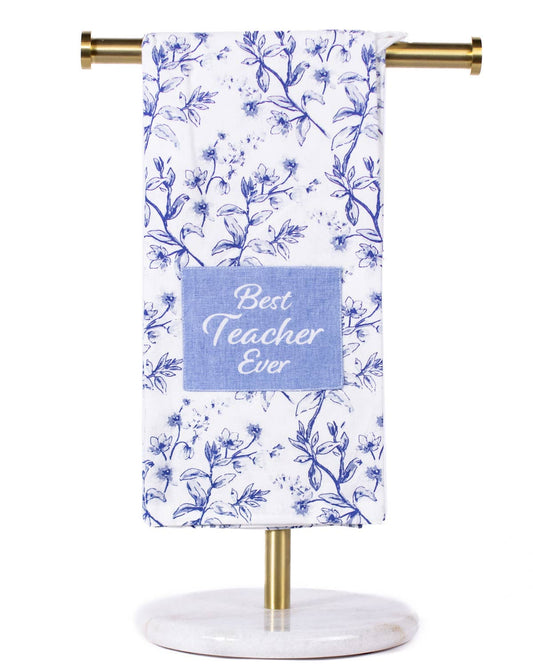 Hand Towel Best Teacher Ever White Blue Gift For Her Christian Gifts
