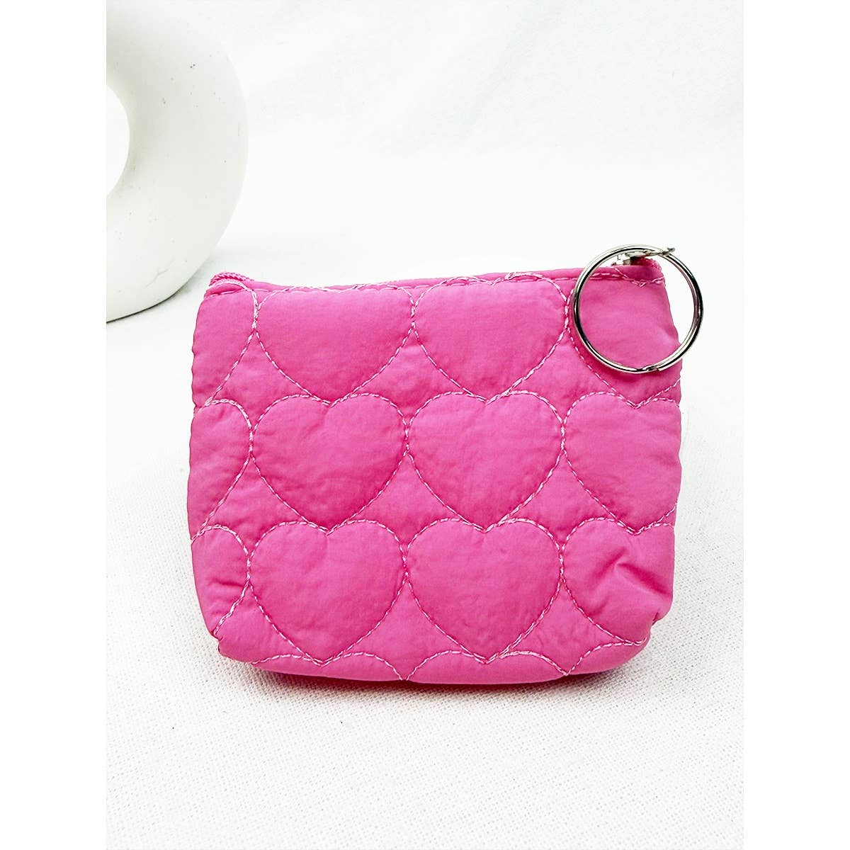 Coin Purse With Key Ring Heart Embossed Detail Mini Size Assorted Colors