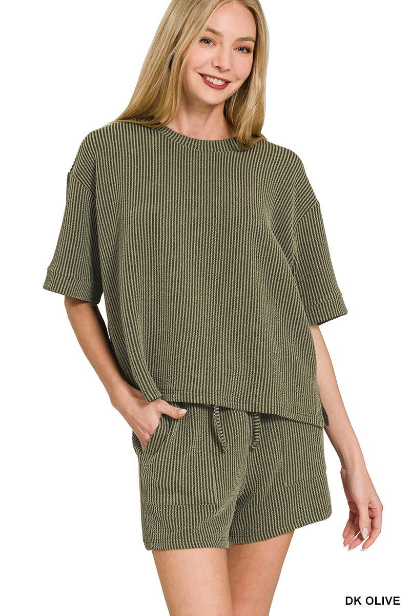 TShirt & Shorts Set Corded Ribbed