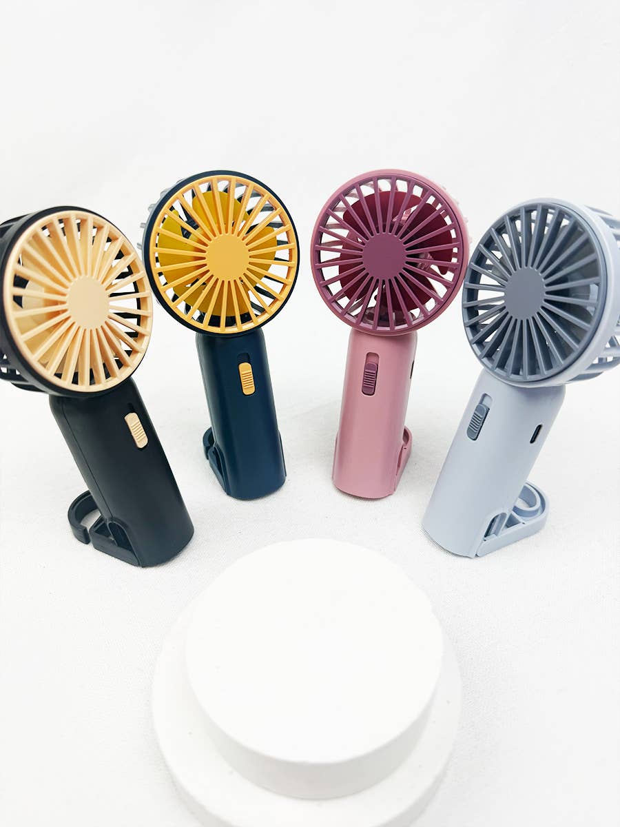 Portable Hand Fan With Pull-Out Stand, USB Rechargeable