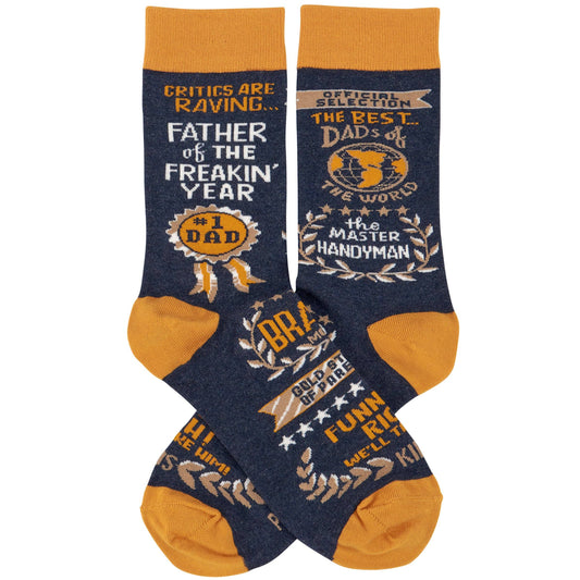 Socks Father Of The Year Hand Illustrated Gift For Him Colorful