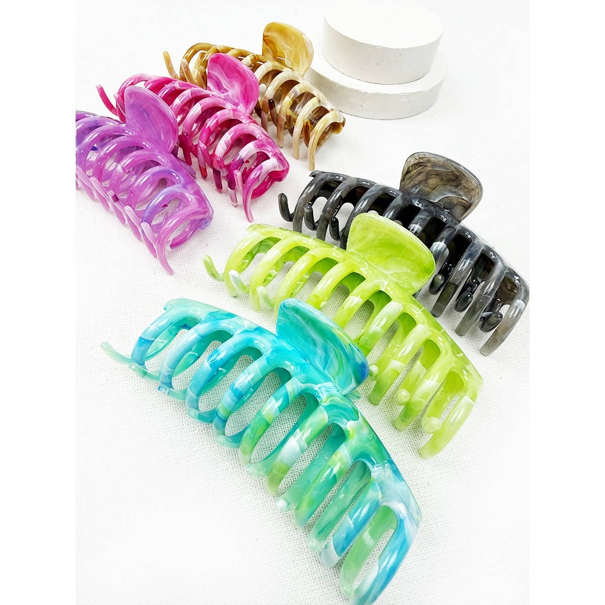 Hair Claw Clip Marbled Round Finish Assorted Colors