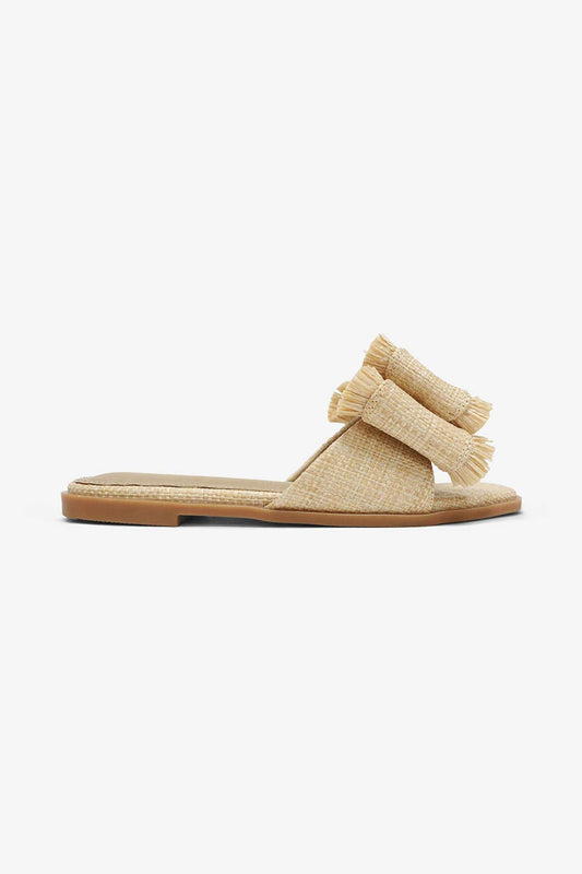 Sandals Raffia Bow Resort Stay Beachy Summer Flat Natural Tone