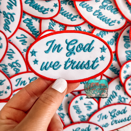Embroidered Patch In God We Trust 2.5x3.5 Inches Christian Gift