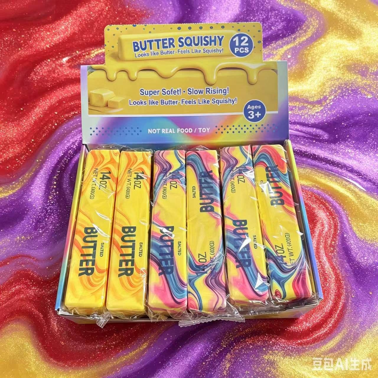 Tie-Dye Butter Squishy Jumbo Slow-Rising Stress Toy for Quick Checkout Laughs