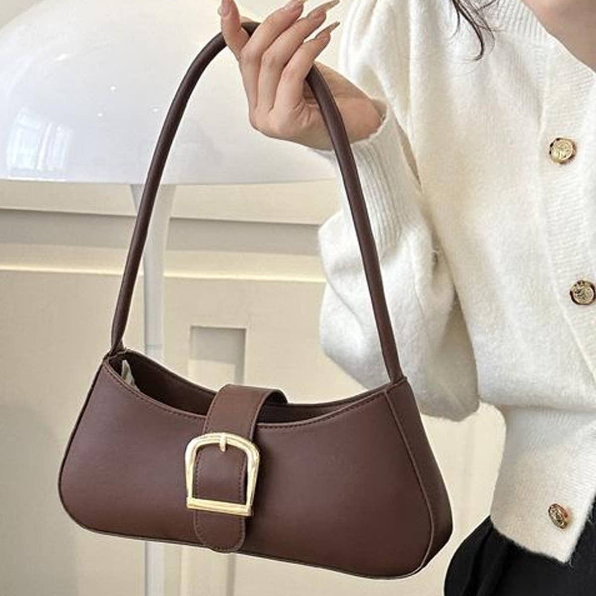 Shoulder Bag With Crossbody Strap Faux Leather Purse Modest Fashion