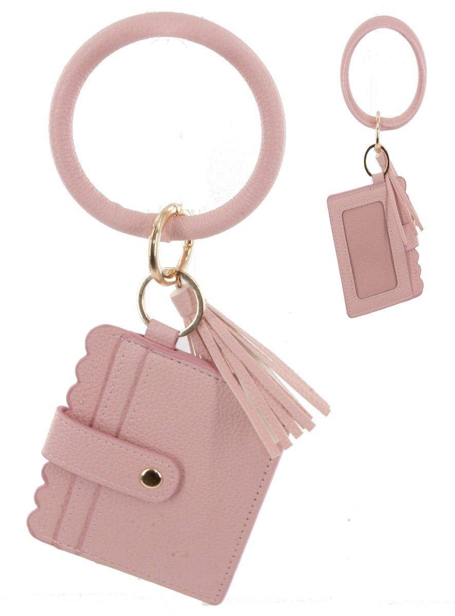 Bangle Keychain Wallet With ID Window In Vegan Leather For Handsfree Chic