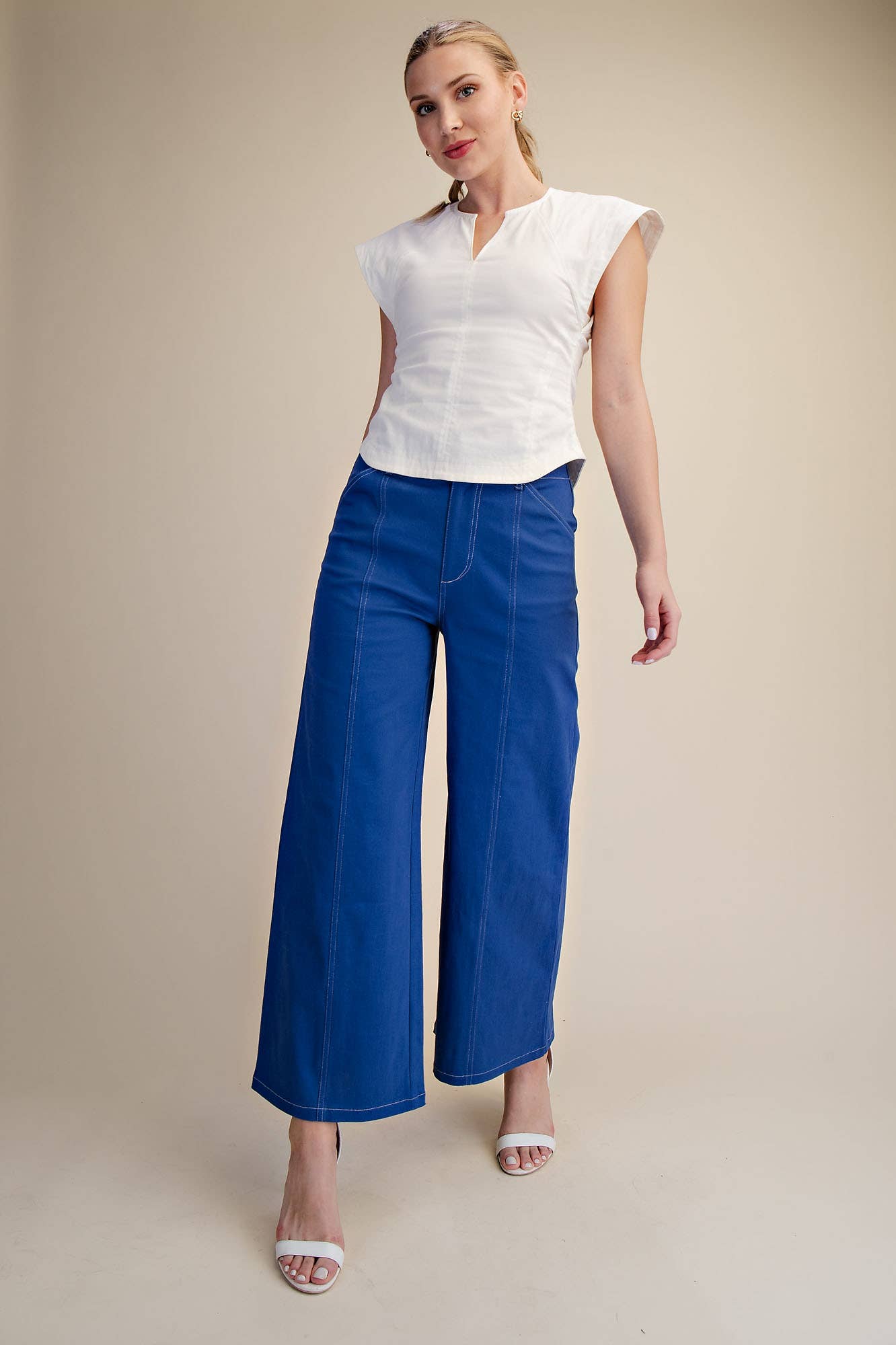 Pants High Rise Stitch Seamed Crop With Pockets Modest Fashion Faith Based
