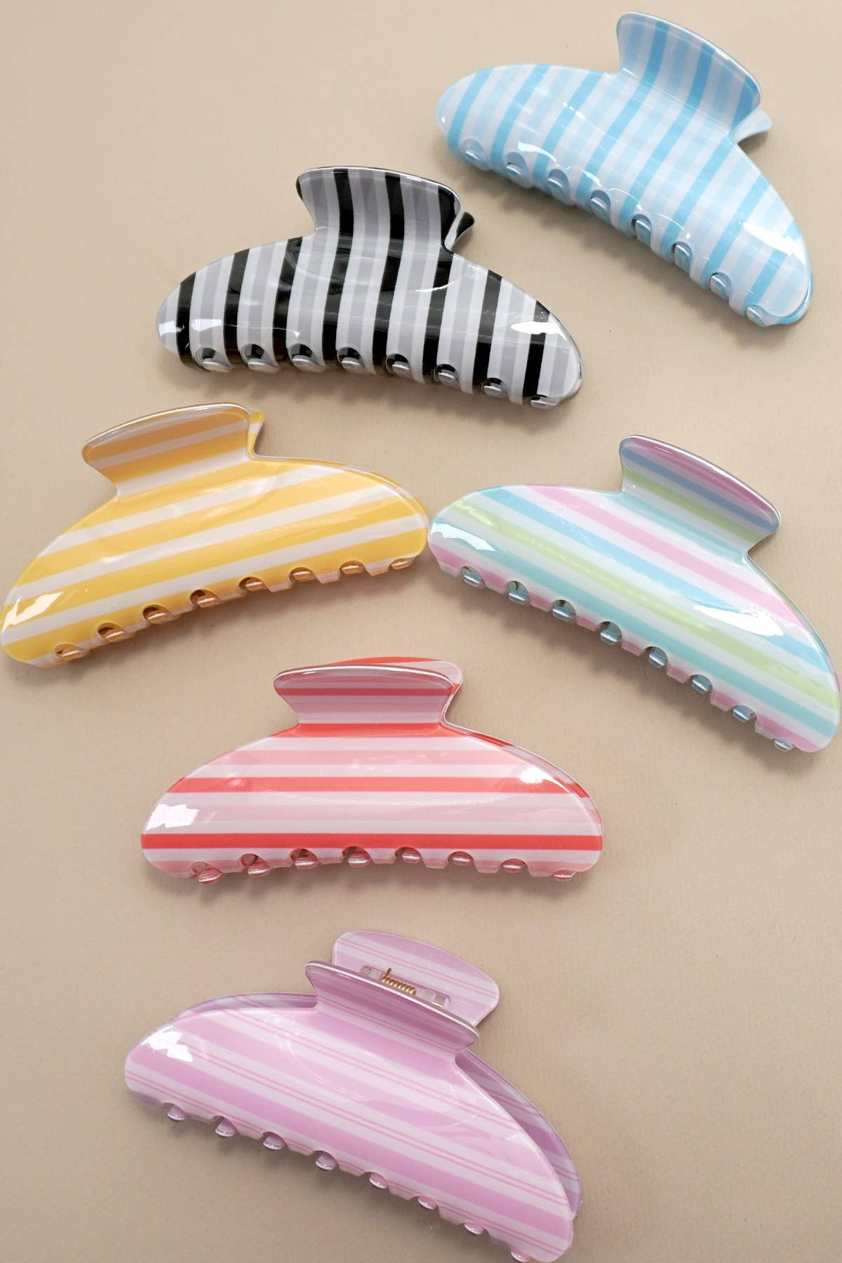 Hair Claw Clip Jumbo Stripe Plaid Oval Modest Gift For Her Accessory