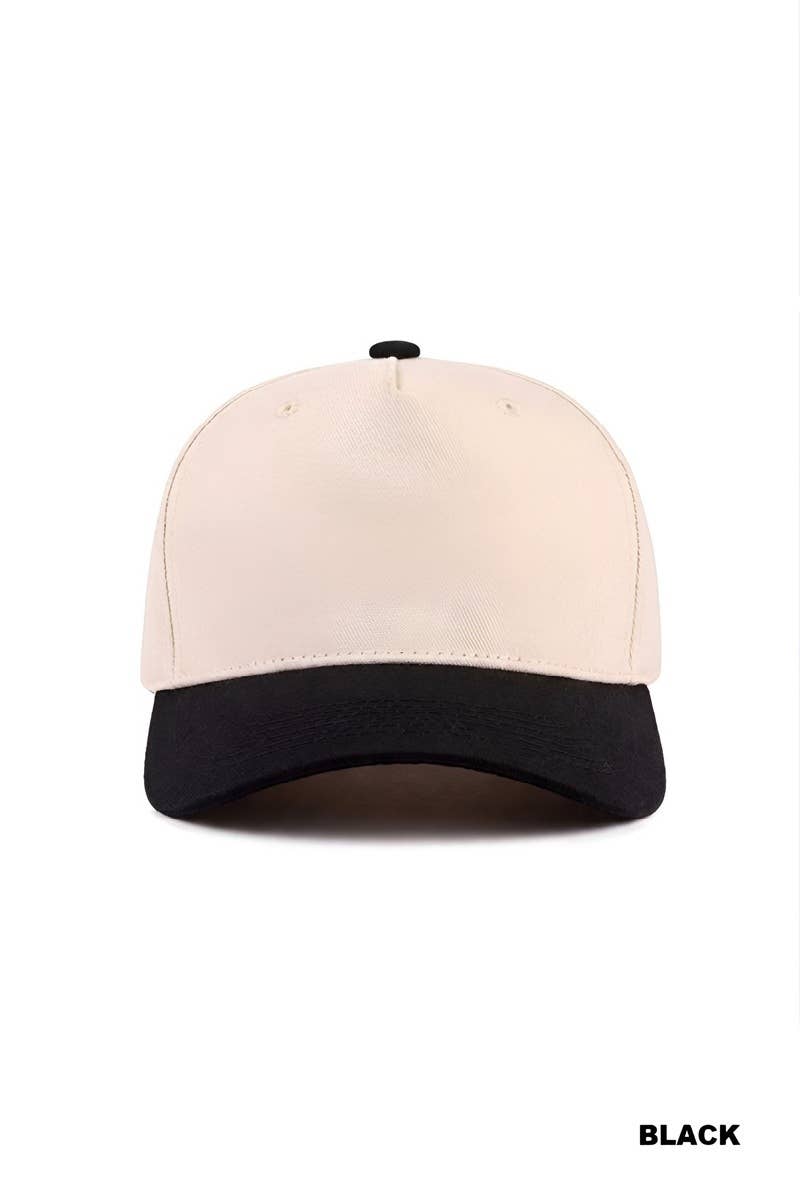 Canvas Cotton Cap Modest Fashion Two Tone Design Adjustable Strap