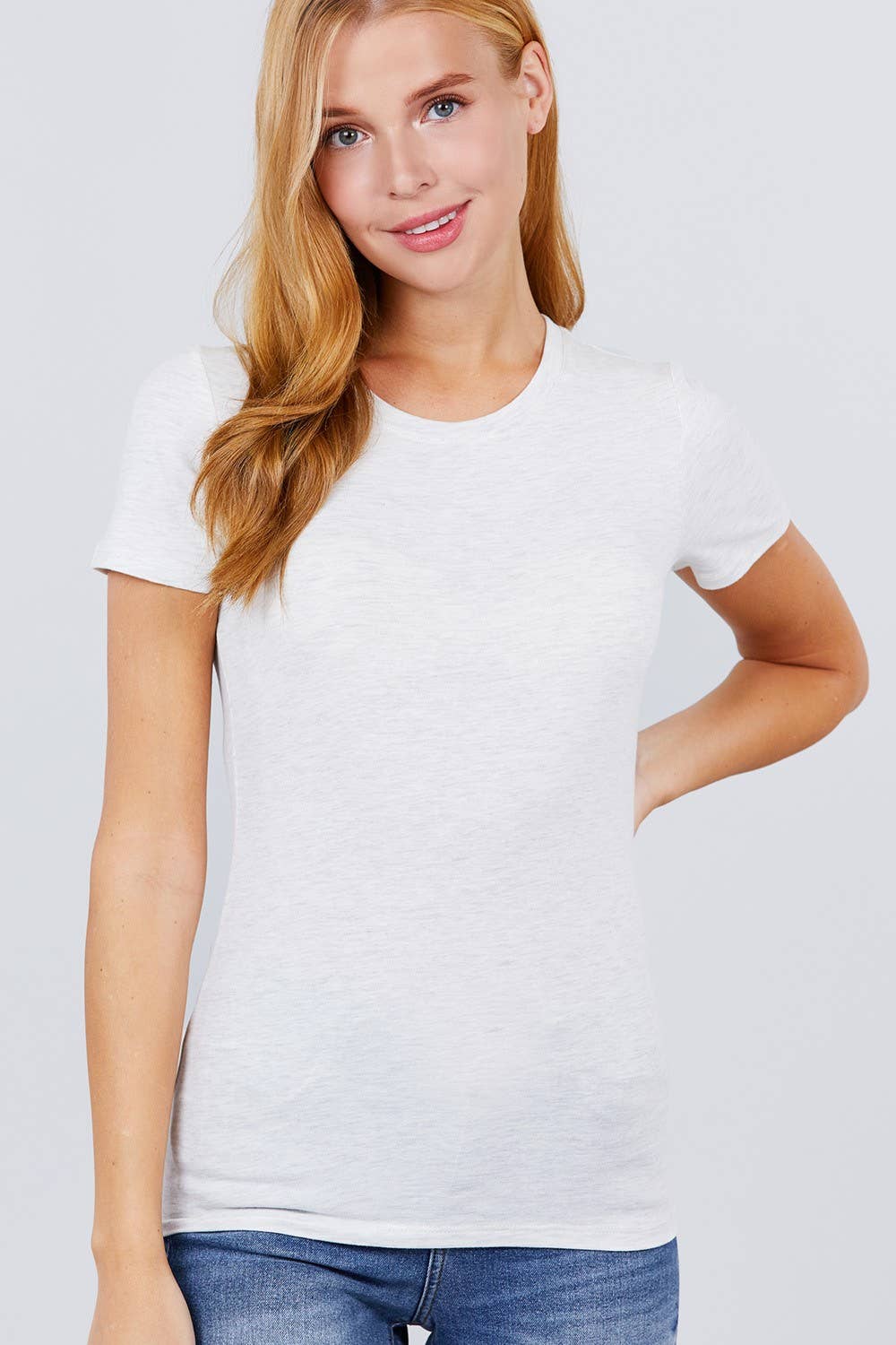 Cotton Jersey Top Fitted Short Sleeve Crew Neck Modest For Easter And Everyday
