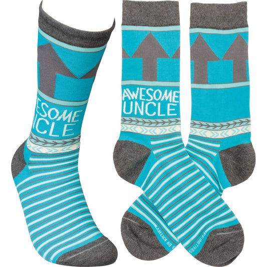 Socks With Colorful Woven Design And Awesome Uncle Sentiment