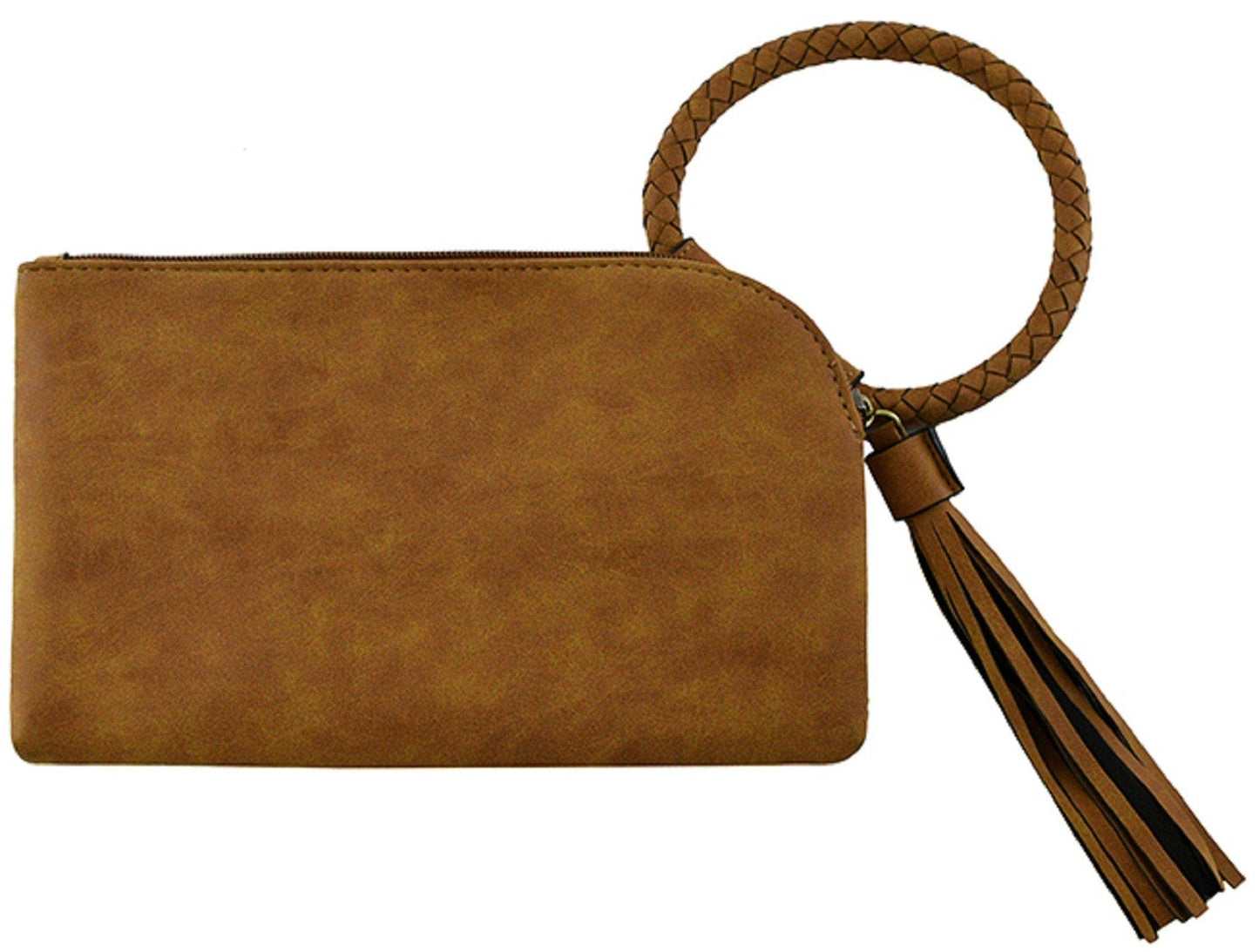 Wristlet Clutch Natural Straw With Tassel