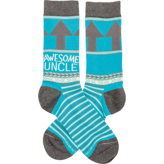 Socks With Colorful Woven Design And Awesome Uncle Sentiment