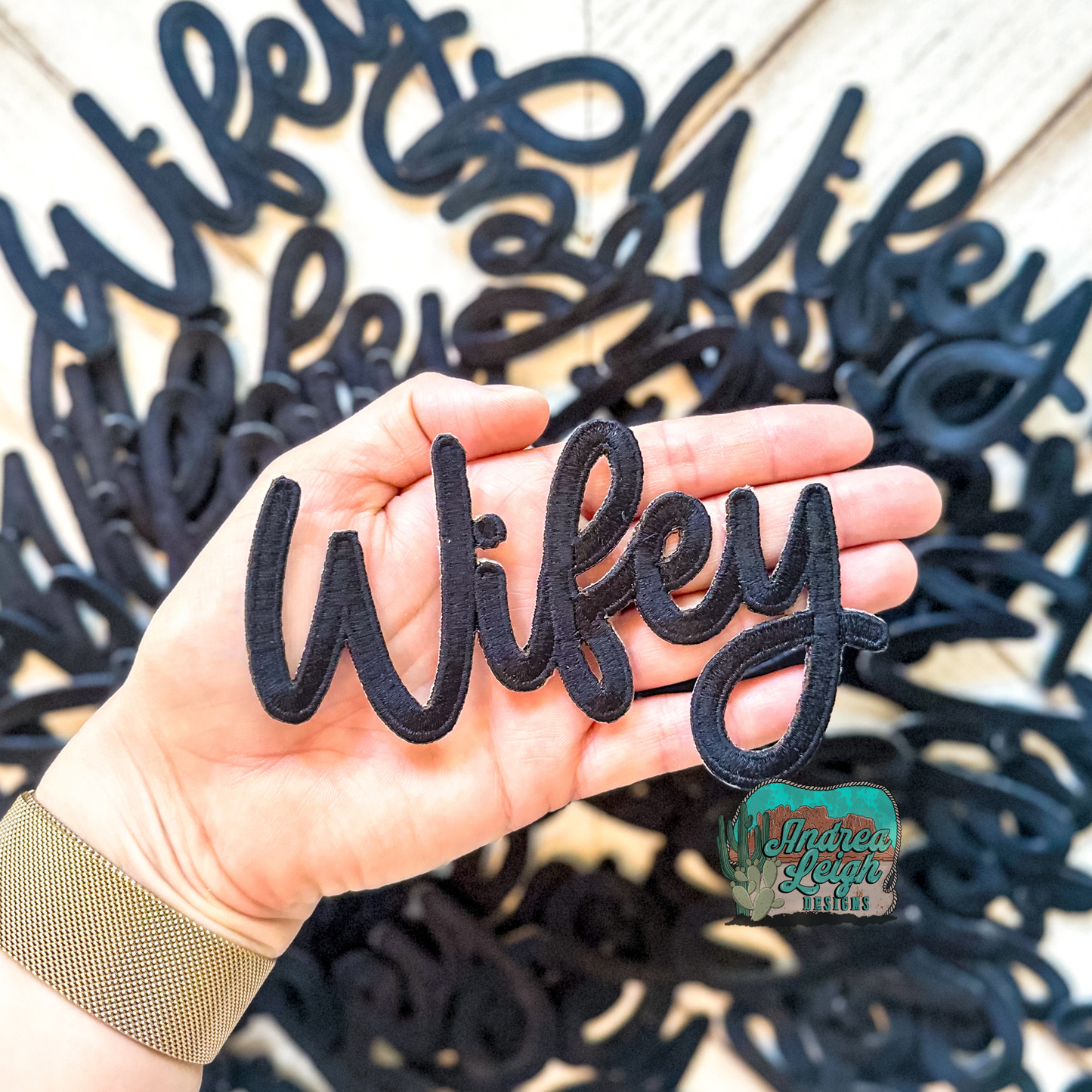 Embroidered Patch Wifey Design Black 3x4 Inches Modest Fashion Gift For Her